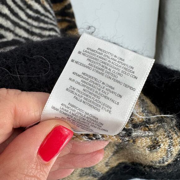 Equipment Femme Mohair Wool Blend Animal Print Longline Cardigan M - Picture 4 of 7